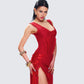 Kimoni Red Ruffle Corset Maxi Dress