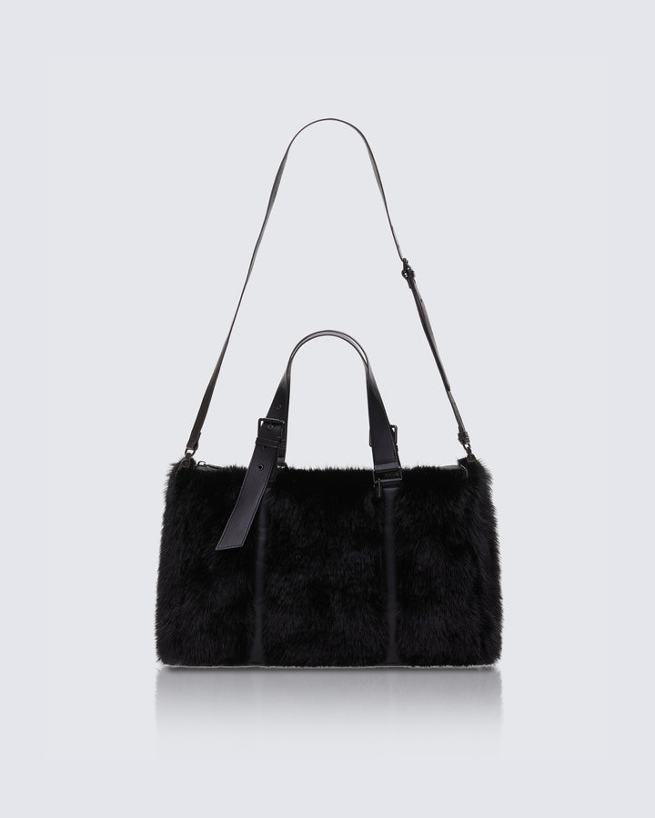 Kimora Black Y2K Fur Holdall