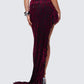 Kira Red Velvet Burn Out Beaded Maxi Skirt