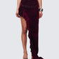 Kira Red Velvet Burn Out Beaded Maxi Skirt model front