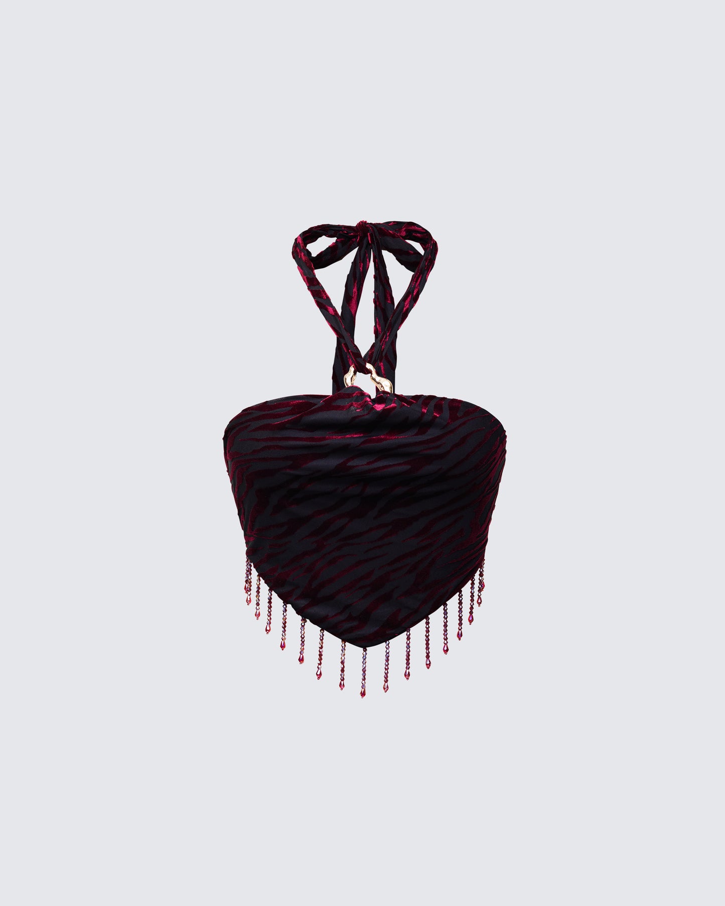 Kira Red Velvet Burn Out Beaded Top product front