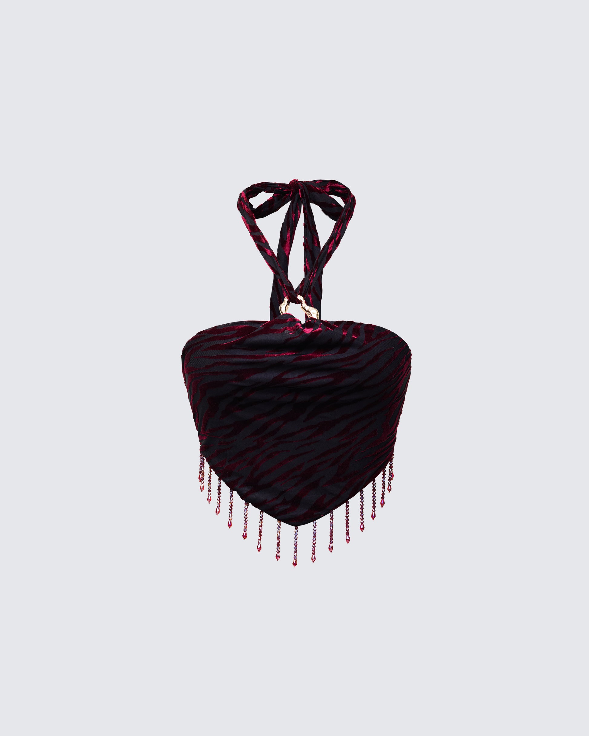 Kira Red Velvet Burn Out Beaded Top product front