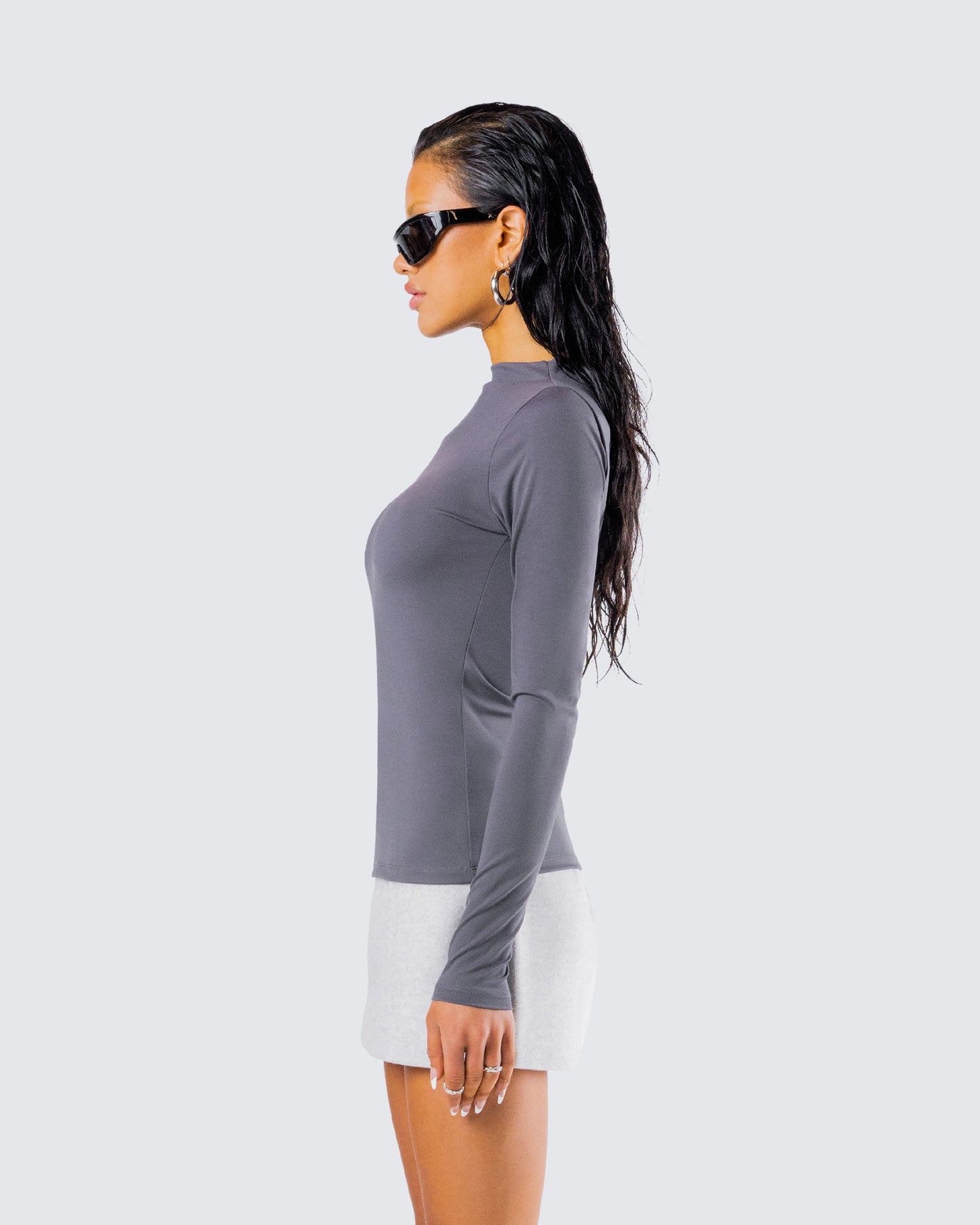 Kiraz Charcoal Grey Long Sleeve Top