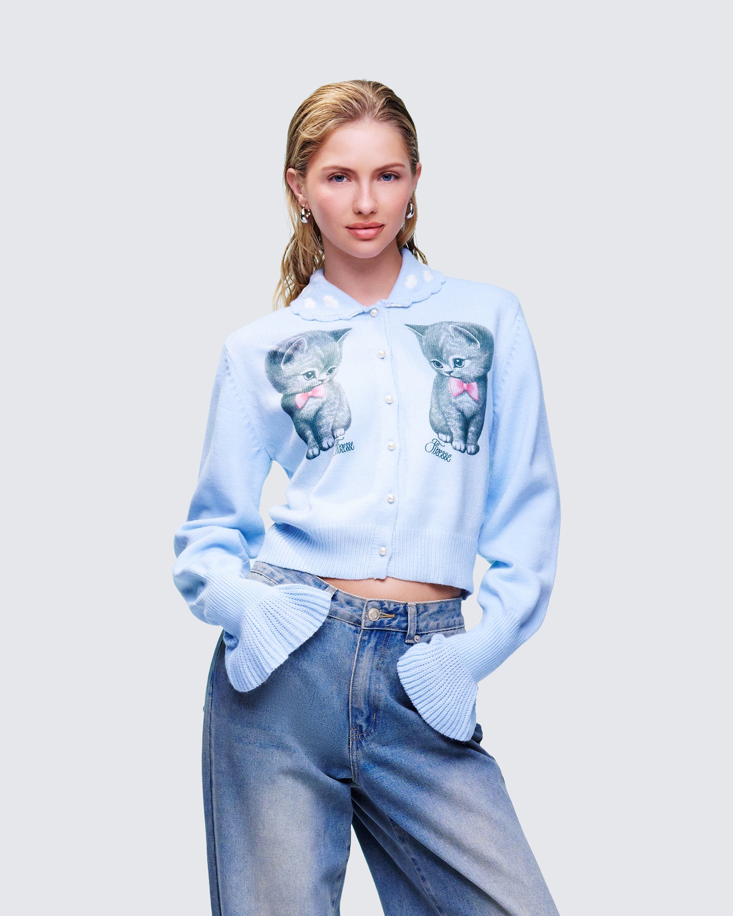 Kitty Blue Printed Cardigan