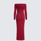 Kyan Burgundy Off Shoulder Maxi Dress