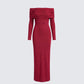 Kyan Burgundy Off Shoulder Maxi Dress