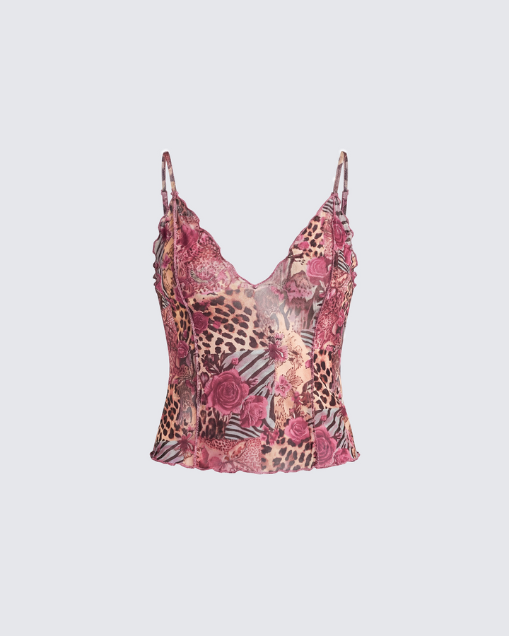 Kani Multi Printed Mesh Cami Top product front