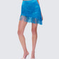 Laleh Teal Fringe Asymmetrical Skirt