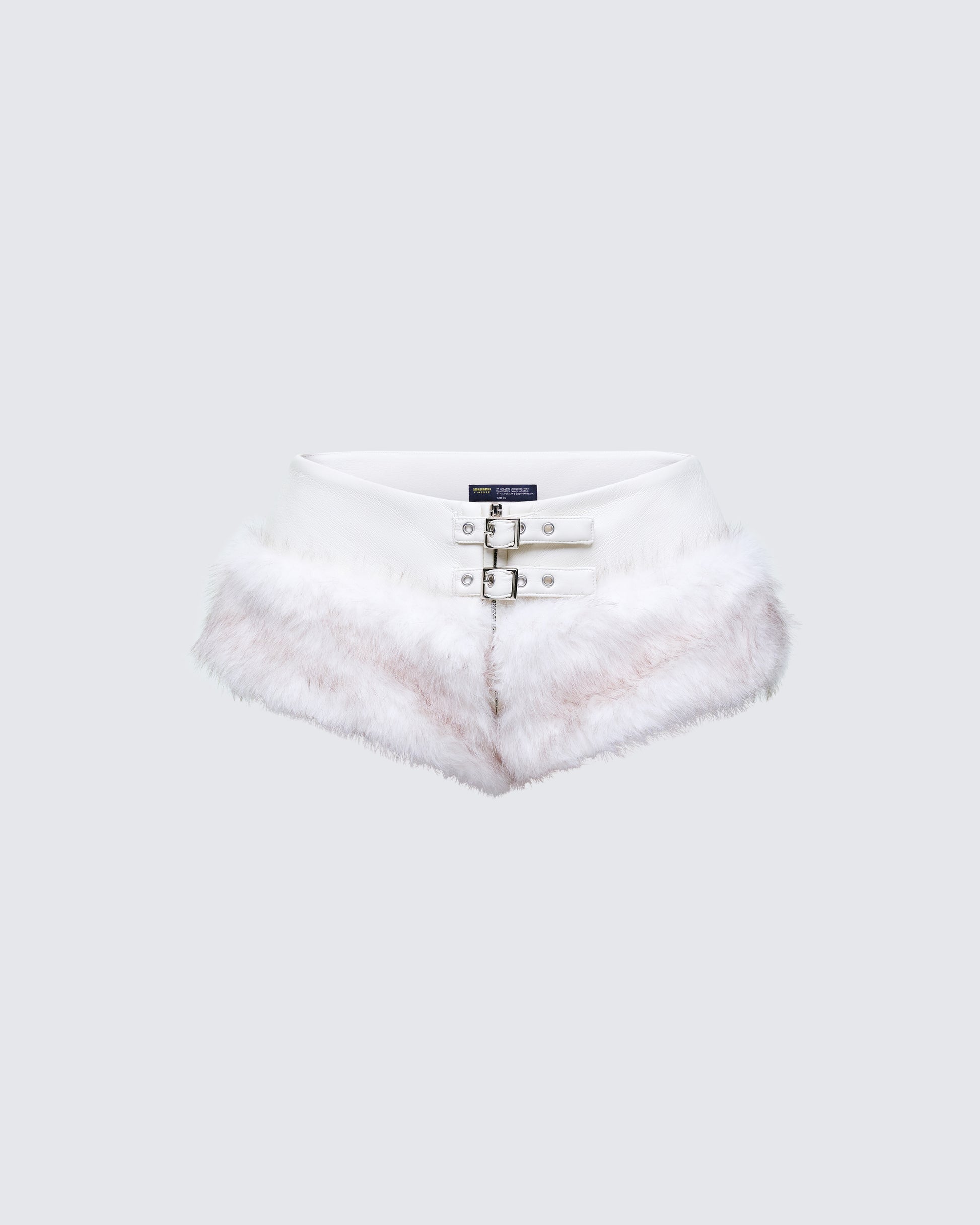 Larina White Faux Fur Micro Shorts product front