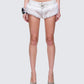 Larina White Faux Fur Micro Shorts model front