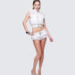 Larina White Faux Fur Micro Shorts