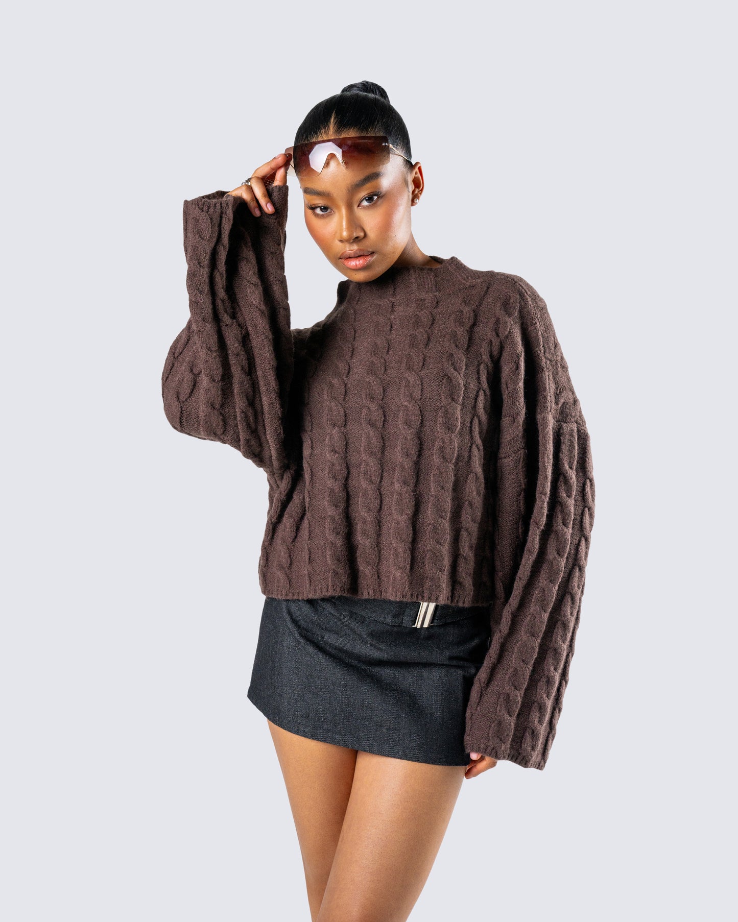 Larissa Brown Cable Knit Sweater