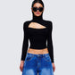 Laurie Black Asymmetrical Rib Top