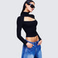 Laurie Black Asymmetrical Rib Top