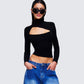 Laurie Black Asymmetrical Rib Top