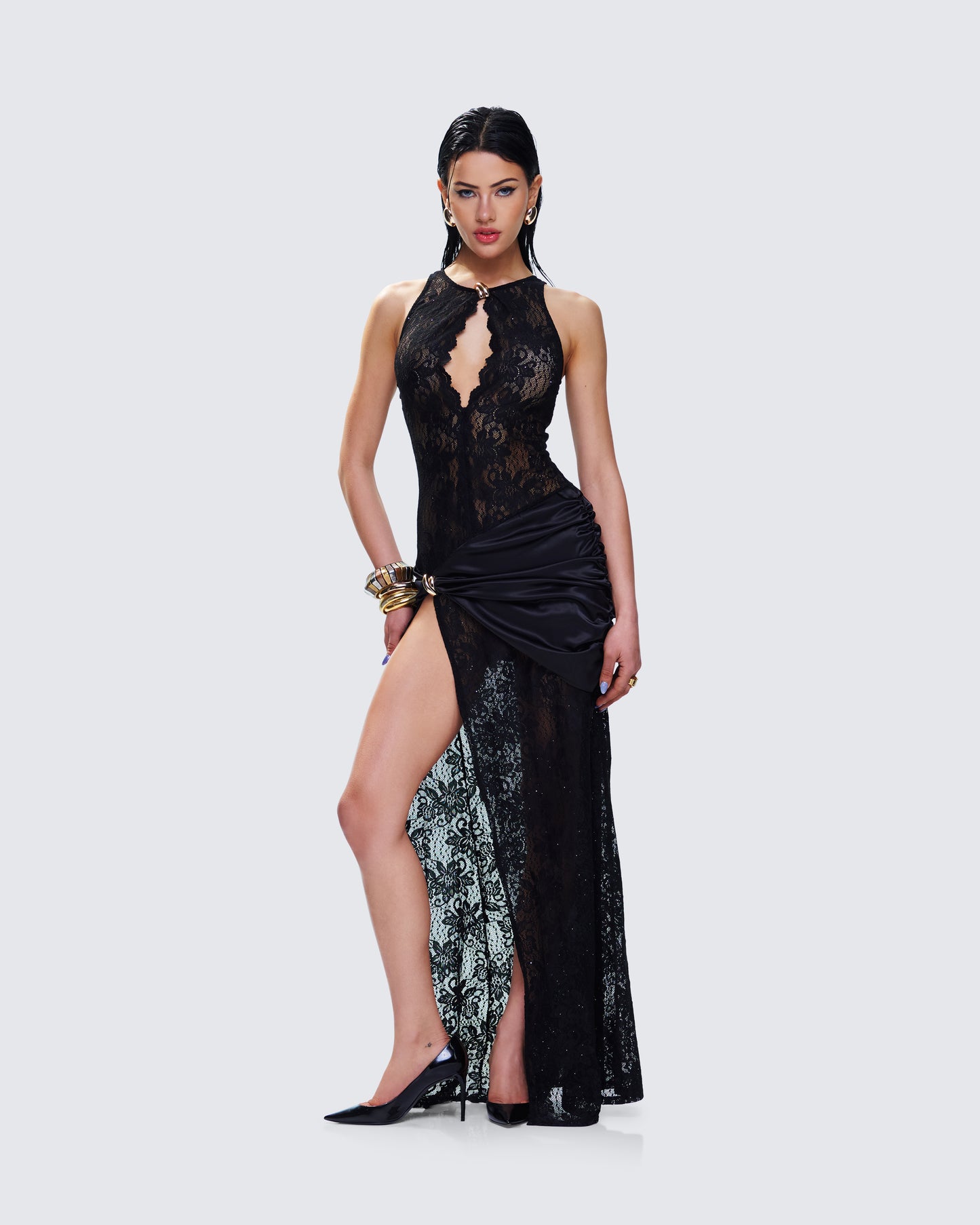 Lavinia Black Lace Cut Out Maxi Dress