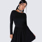 Leen Black Low Back Mini Dress
