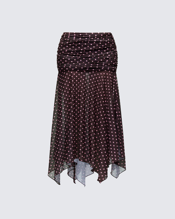 Lehlani Brown Polka Drop Waist Midaxi Skirt product front