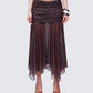 Lehlani Brown Polka Drop Waist Midaxi Skirt model front