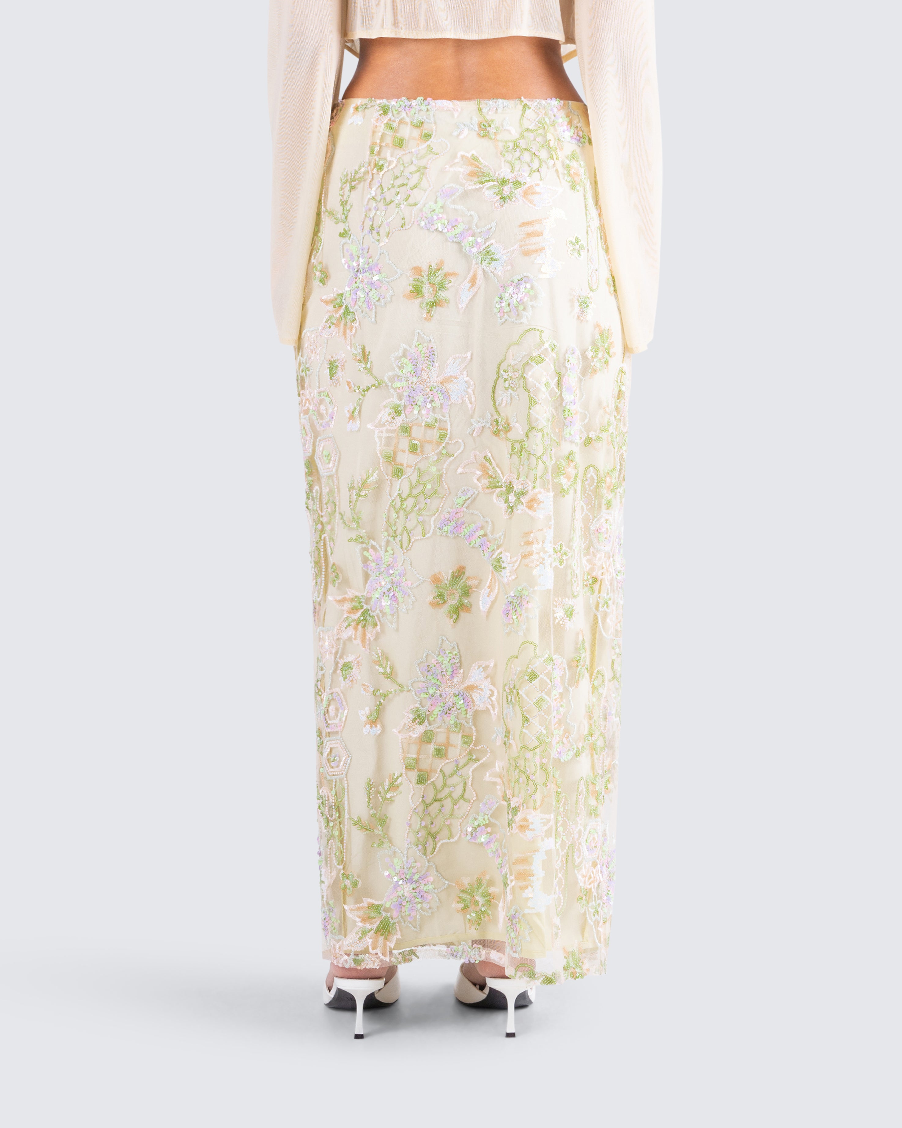 Sequin floral 2025 maxi skirt