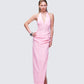Lenora Pink Lace Detail Maxi Dress