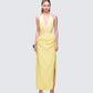 Lenora Yellow Lace Detail Maxi Dress model front