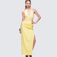 Lenora Yellow Lace Detail Maxi Dress
