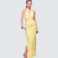 Lenora Yellow Lace Detail Maxi Dress