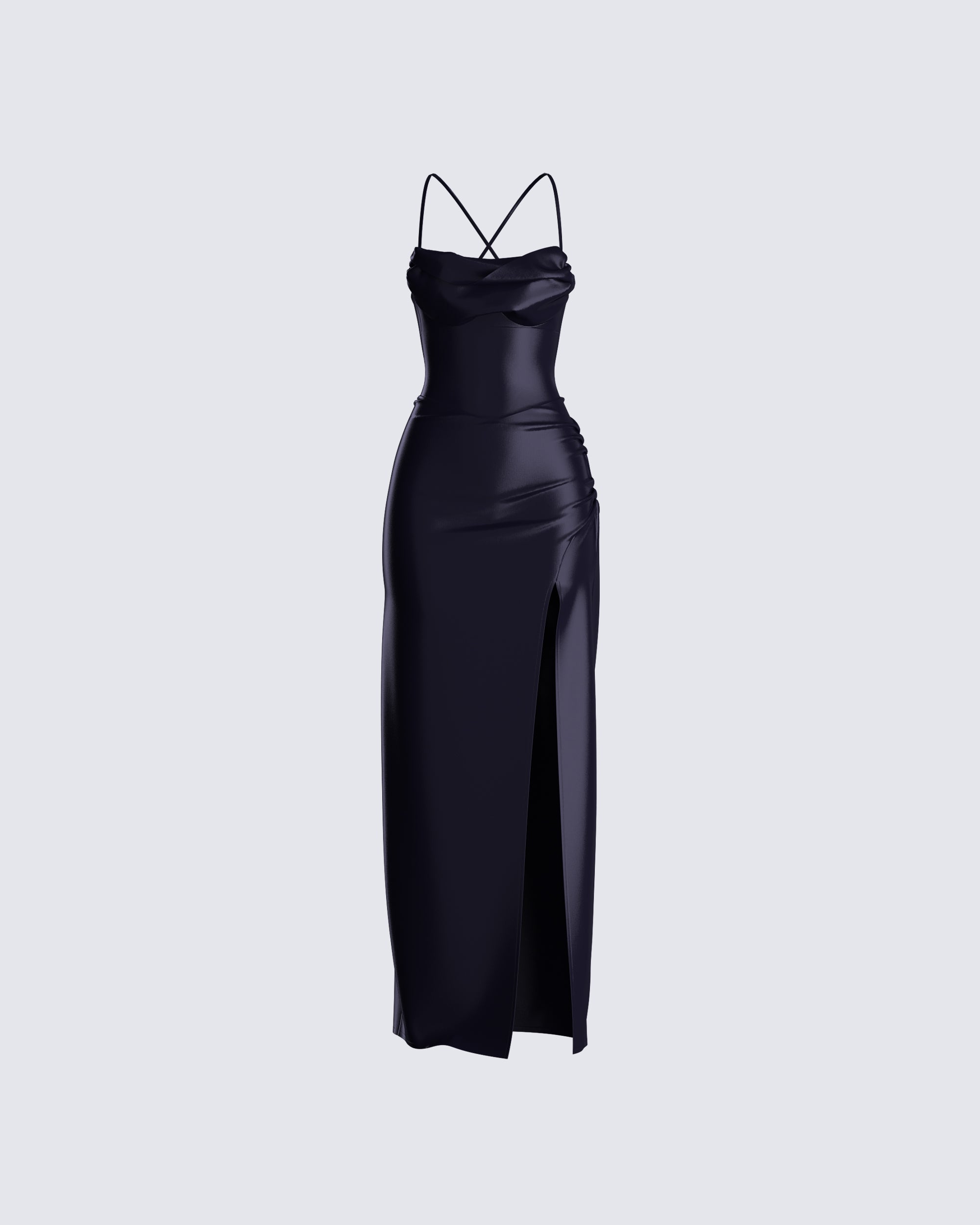 Black Satin Maxi Dress