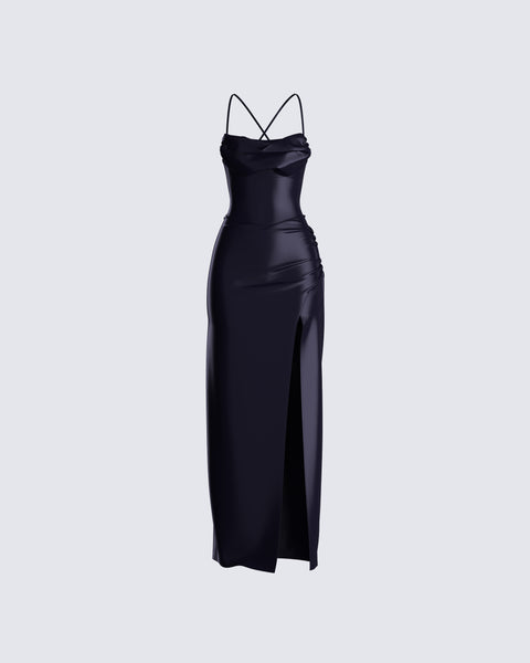Black Satin Maxi Dress Black Satin Maxi Dress