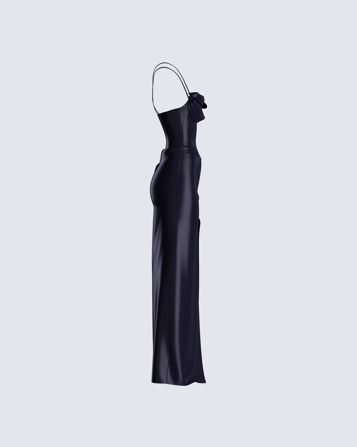 Black Satin Maxi Dress - Bodycon Slit Evening Gown FINESSE Black Satin Maxi Dress - Bodycon Slit Evening Gown FINESSE