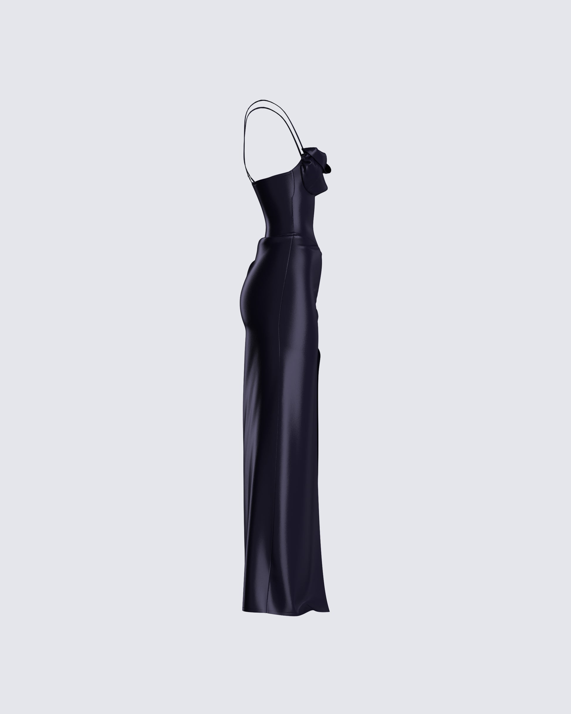 Black Satin Maxi Dress - Bodycon Slit Evening Gown FINESSE Black Satin Maxi Dress - Bodycon Slit Evening Gown FINESSE