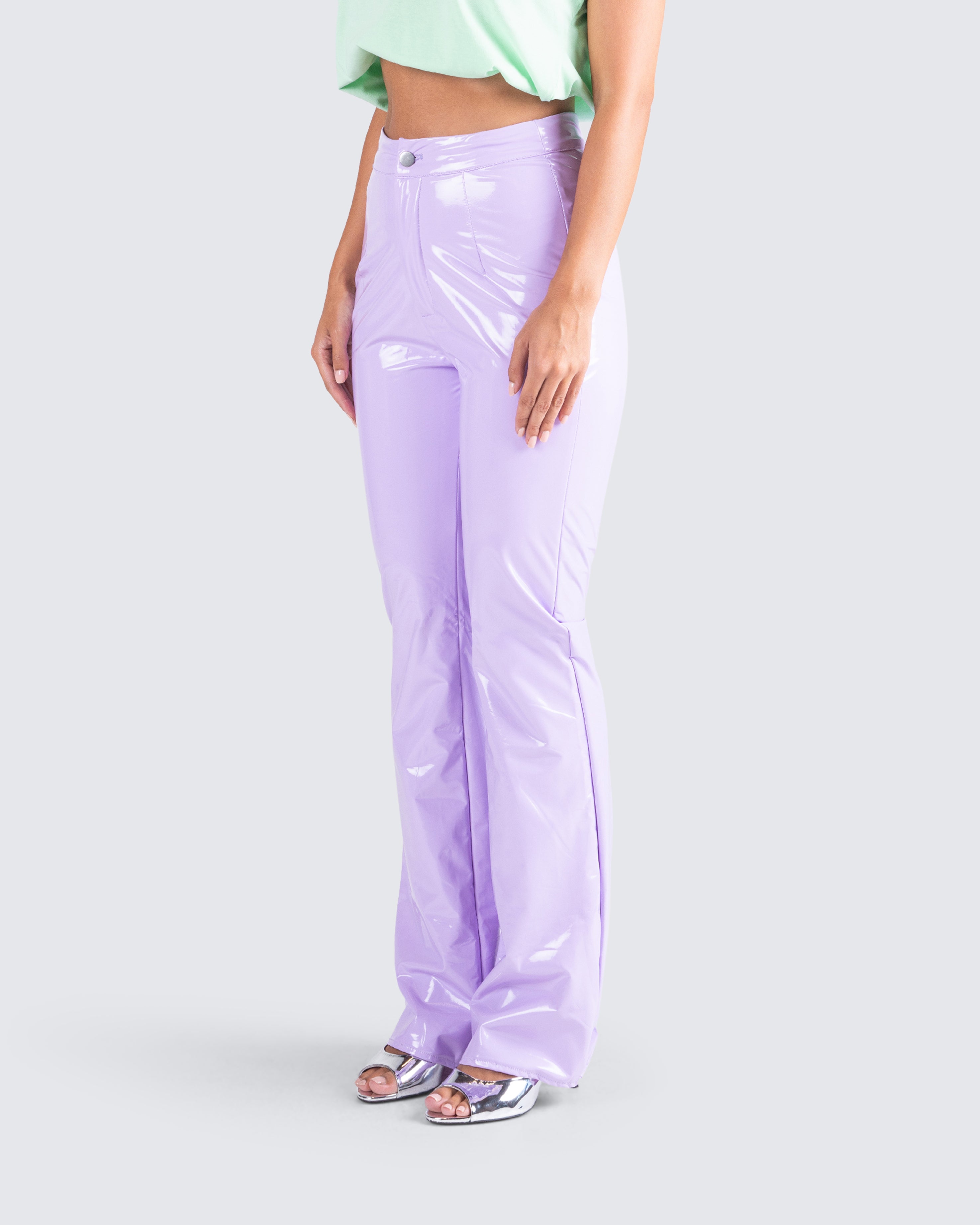 Purple Giulia N trousers in stretch eco-leather - GIULIA N COUTURE -  Pellecchia Store