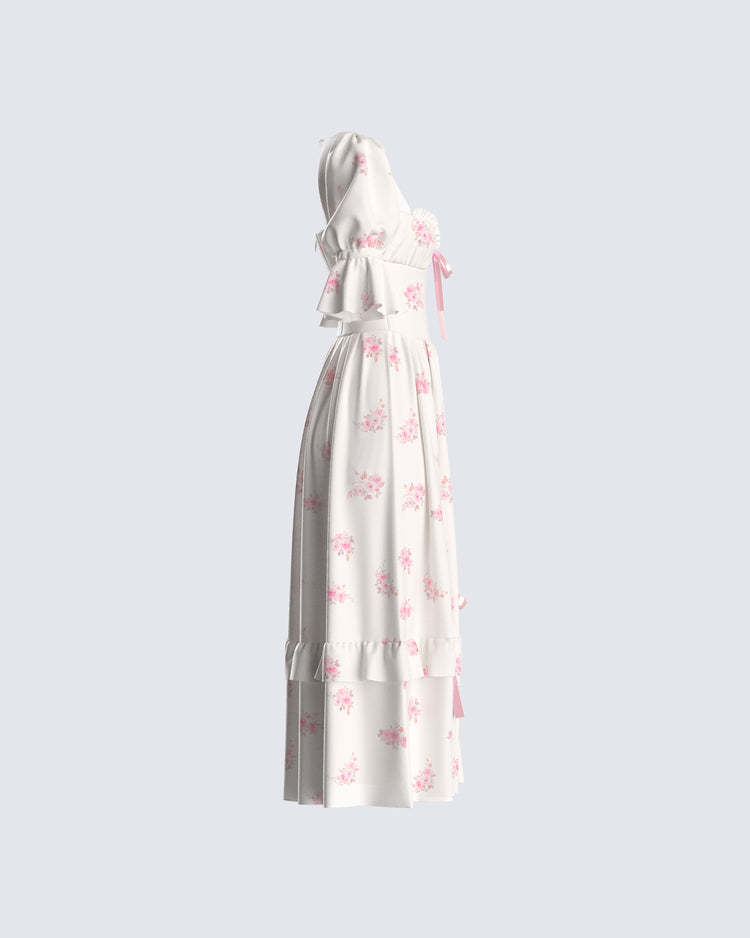 Lina Ivory Floral Midi Dress
