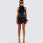 Lindsey Black Wrap Mini Dress