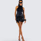 Lindsey Black Wrap Mini Dress