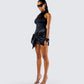 Lindsey Black Wrap Mini Dress