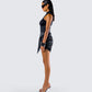 Lindsey Black Wrap Mini Dress