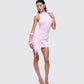 Lindsey Pink Wrap Mini Dress