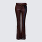Liora Brown Vegan Leather Laced Pants product front