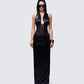 Lirael Black Sheer Corset Maxi Dress model front