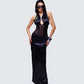 Lirael Black Sheer Corset Maxi Dress