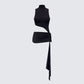 Lisi Black High Neck Cut Away Jersey Mini Dress product front