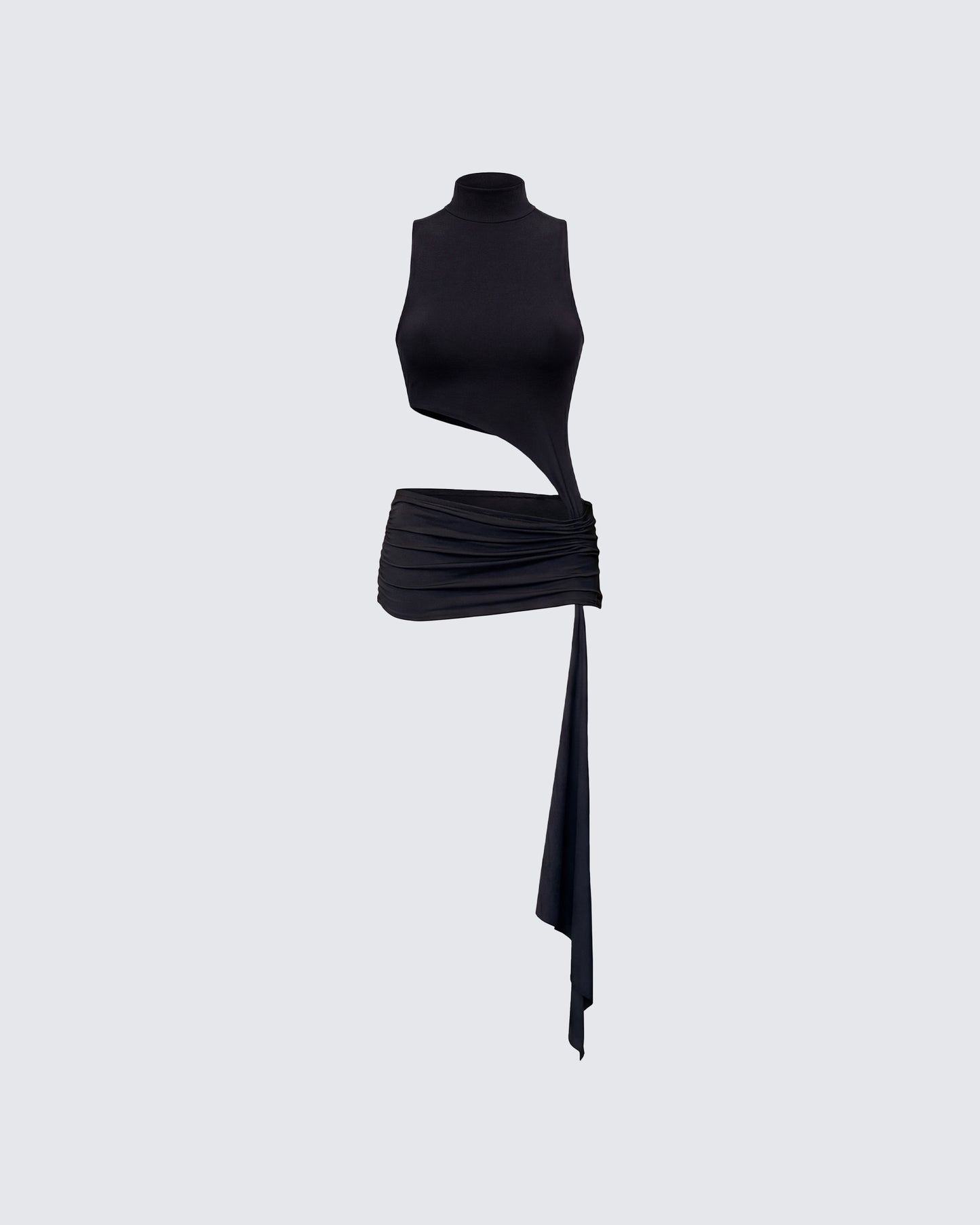 Lisi Black High Neck Cut Away Jersey Mini Dress product front