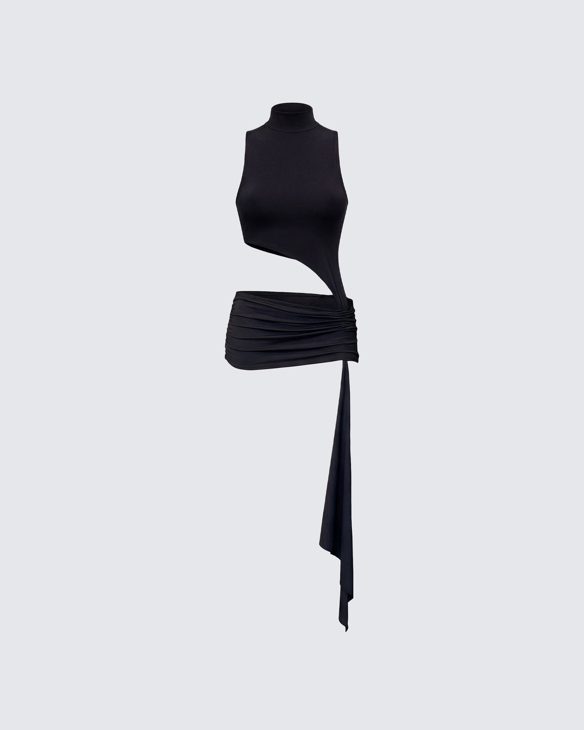 Lisi Black High Neck Cut Away Jersey Mini Dress product front