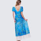 Loire Blue Water Lilies Print Maxi Dress