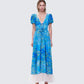 Loire Blue Water Lilies Print Maxi Dress