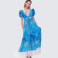 Loire Blue Water Lilies Print Maxi Dress