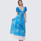 Loire Blue Water Lilies Print Maxi Dress