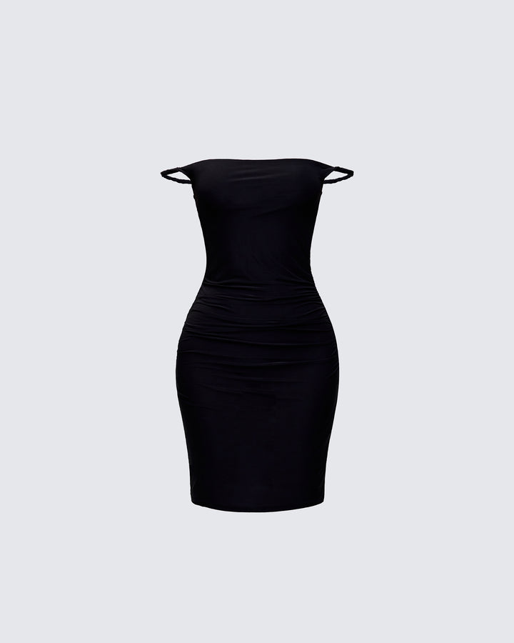 Lois Black Twist Strap Mini Dress product front